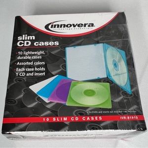 *New-Open Box* Innovera Assorted Colors Translucent Slim CD Cases, 9 Count